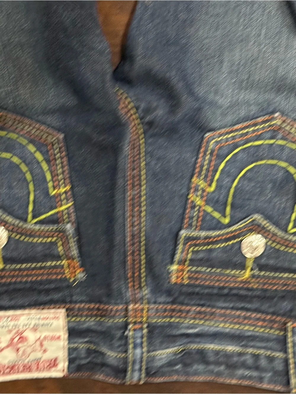 True Religion Women's Dark Indigo Boot Cut Jeans with Multicolor Stitching - Picture 3 of 5